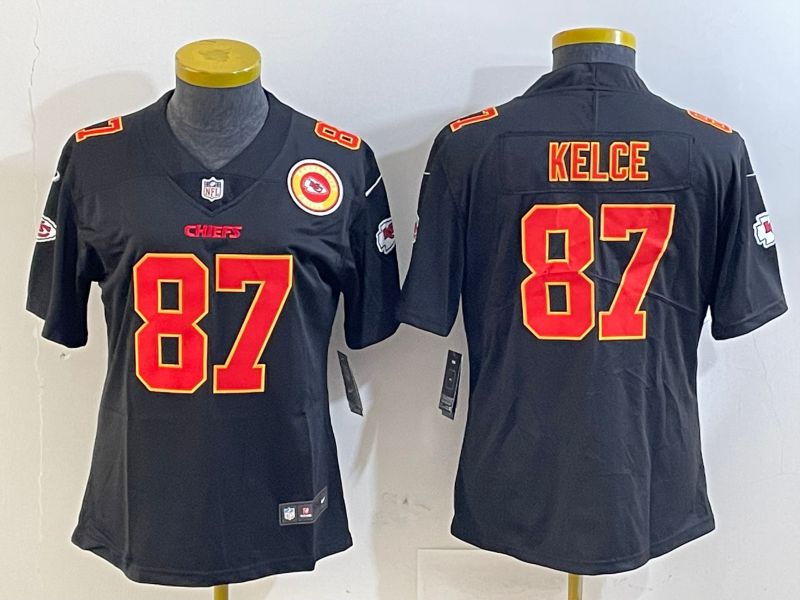 Youth Kansas City Chiefs 87 Kelce Black 2025 Nike Vapor Limited NFL Jersey style 2093